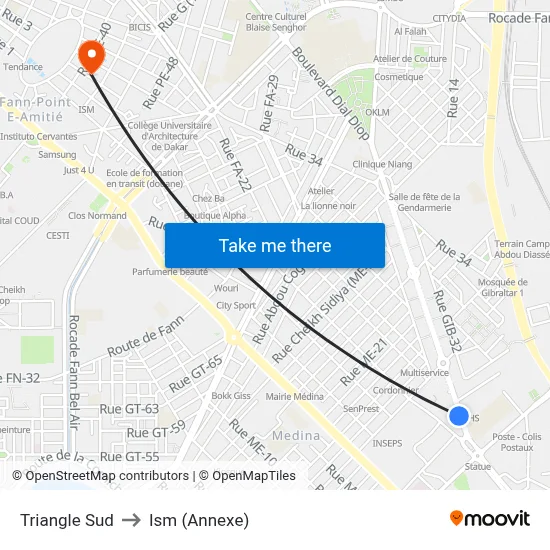 Triangle Sud to Ism (Annexe) map