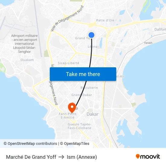 Marché De Grand Yoff to Ism (Annexe) map