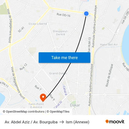 Av. Abdel Aziz / Av. Bourguiba to Ism (Annexe) map