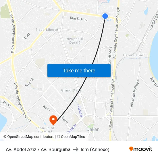 Av. Abdel Aziz / Av. Bourguiba to Ism (Annexe) map