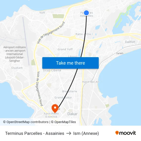 Terminus Parcelles - Assainies to Ism (Annexe) map
