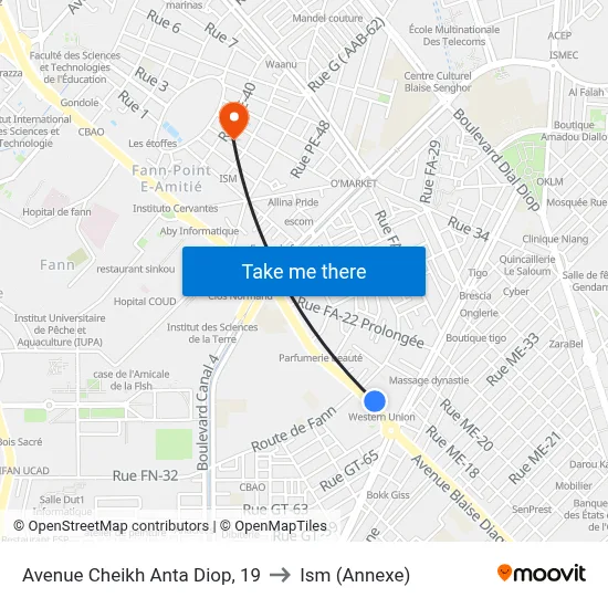 Avenue Cheikh Anta Diop, 19 to Ism (Annexe) map