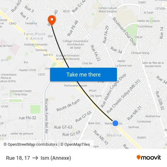 Rue 18, 17 to Ism (Annexe) map