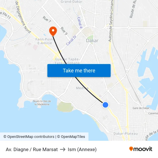 Av. Diagne / Rue Marsat to Ism (Annexe) map