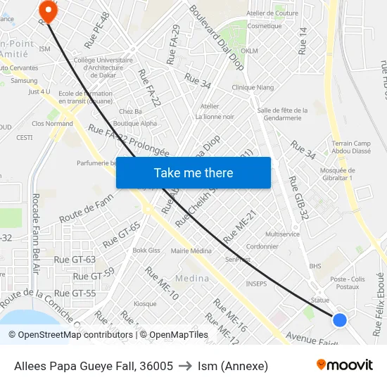 Allees Papa Gueye Fall, 36005 to Ism (Annexe) map