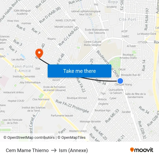 Cem Mame Thierno to Ism (Annexe) map