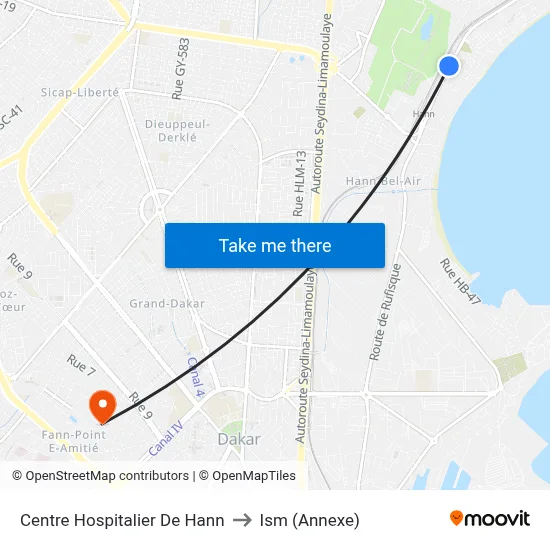 Centre Hospitalier De Hann to Ism (Annexe) map