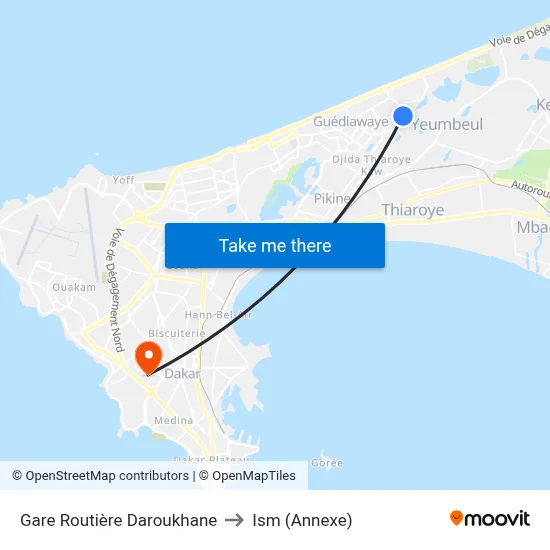 Gare Routière Daroukhane to Ism (Annexe) map