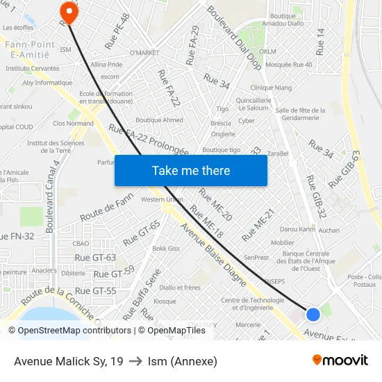Avenue Malick Sy, 19 to Ism (Annexe) map