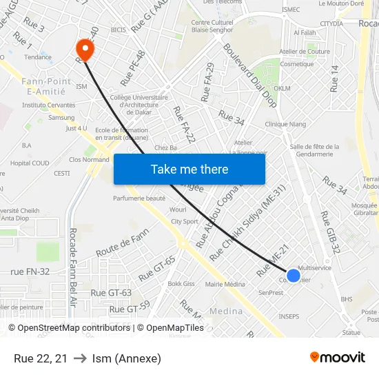 Rue 22, 21 to Ism (Annexe) map