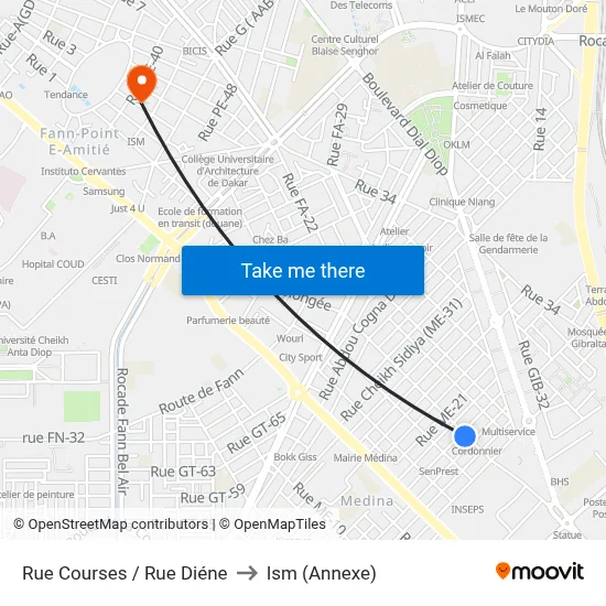 Rue Courses / Rue Diéne to Ism (Annexe) map