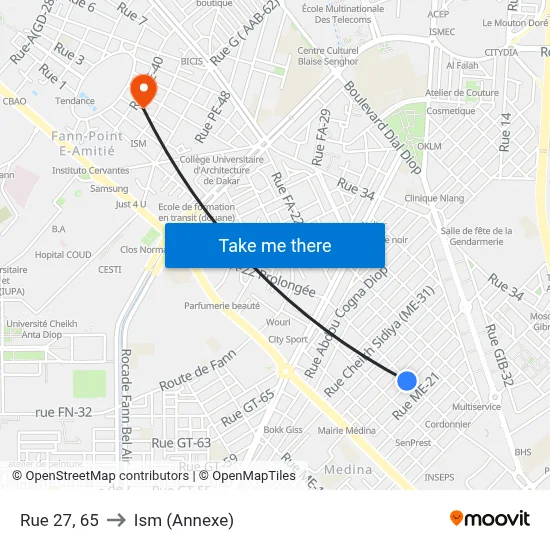 Rue 27, 65 to Ism (Annexe) map