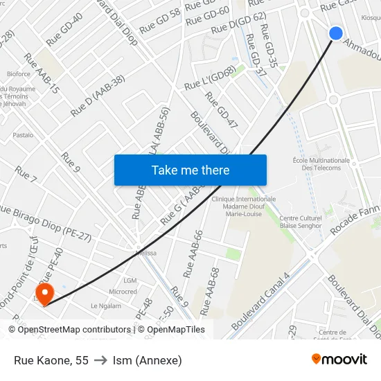 Rue Kaone, 55 to Ism (Annexe) map