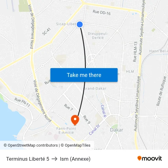 Terminus Liberté 5 to Ism (Annexe) map