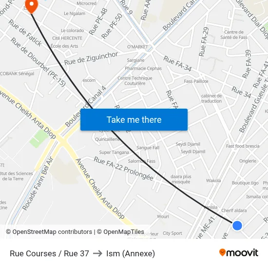 Rue Courses / Rue 37 to Ism (Annexe) map