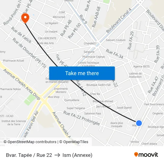 Bvar. Tapée / Rue 22 to Ism (Annexe) map