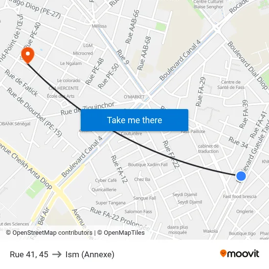 Rue 41, 45 to Ism (Annexe) map