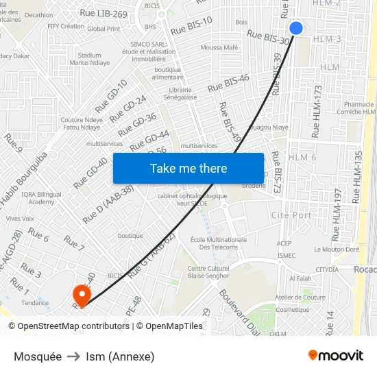 Mosquée to Ism (Annexe) map