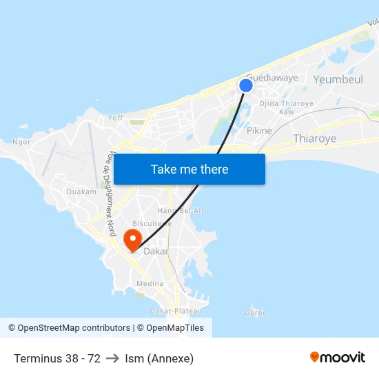 Terminus 38 - 72 to Ism (Annexe) map