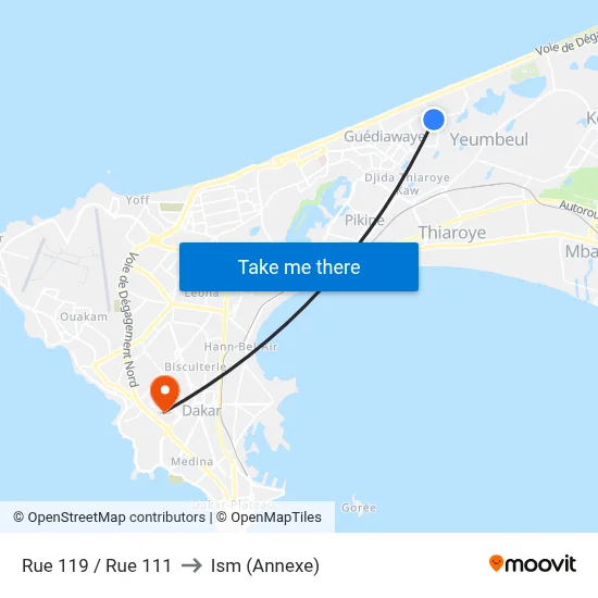 Rue 119 / Rue 111 to Ism (Annexe) map