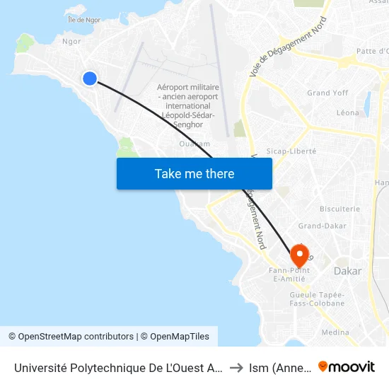 Université Polytechnique De L'Ouest Africain to Ism (Annexe) map