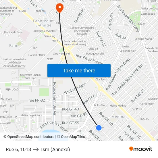 Rue 6, 1013 to Ism (Annexe) map
