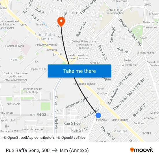 Rue Baffa Sene, 500 to Ism (Annexe) map