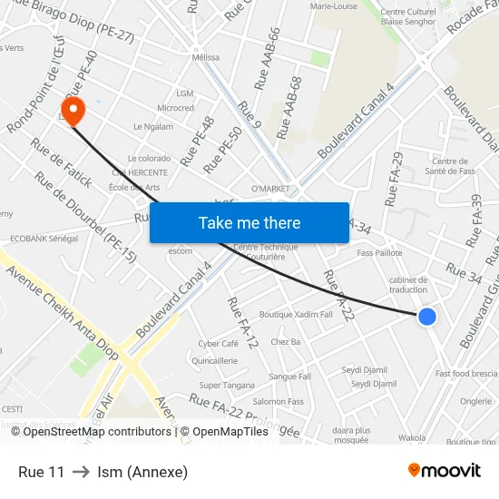 Rue 11 to Ism (Annexe) map