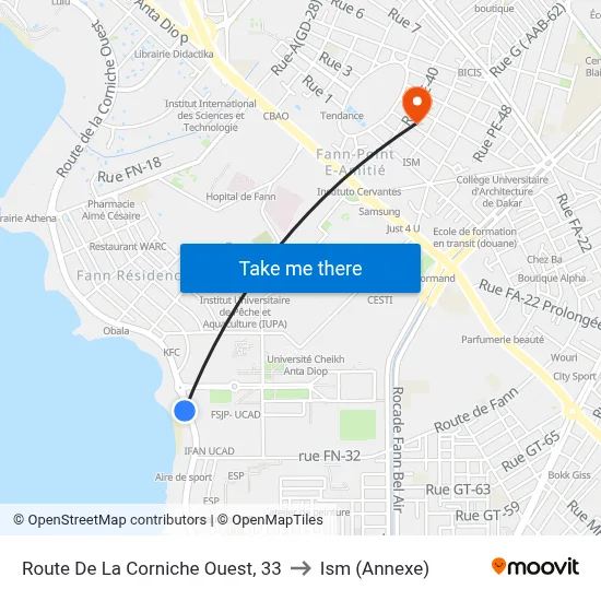 Route De La Corniche Ouest, 33 to Ism (Annexe) map