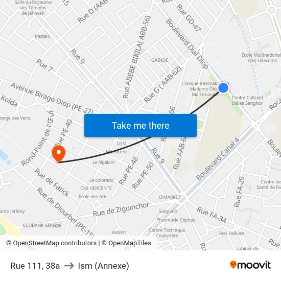 Rue 111, 38a to Ism (Annexe) map