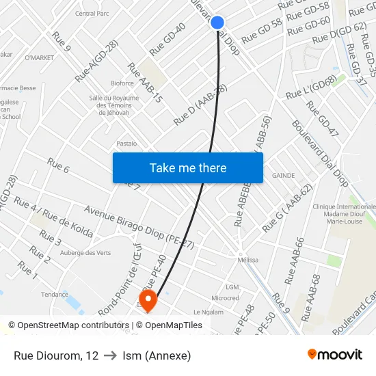Rue Diourom, 12 to Ism (Annexe) map