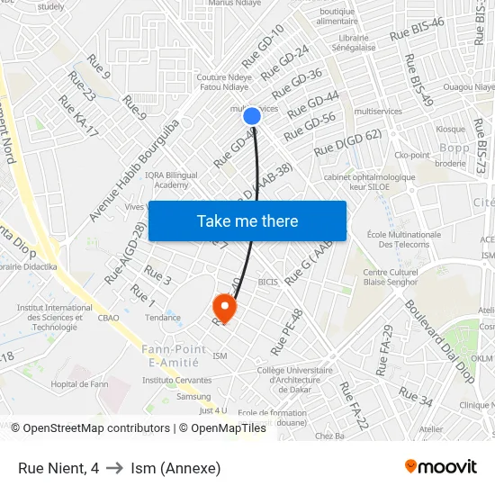 Rue Nient, 4 to Ism (Annexe) map
