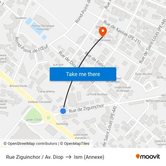Rue Ziguinchor / Av. Diop to Ism (Annexe) map
