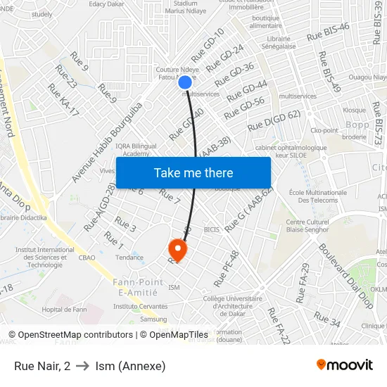 Rue Nair, 2 to Ism (Annexe) map