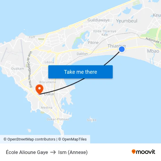 École Alioune Gaye to Ism (Annexe) map