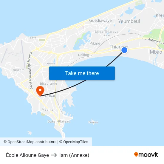 École Alioune Gaye to Ism (Annexe) map