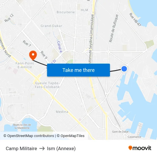 Camp Militaire to Ism (Annexe) map