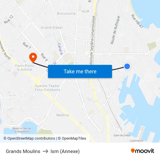 Grands Moulins to Ism (Annexe) map