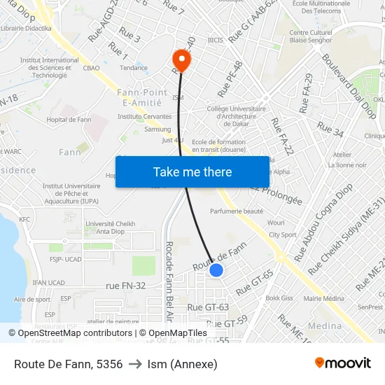 Route De Fann, 5356 to Ism (Annexe) map