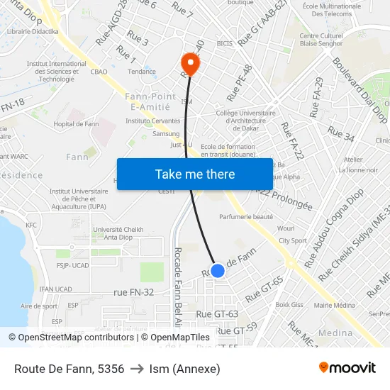 Route De Fann, 5356 to Ism (Annexe) map