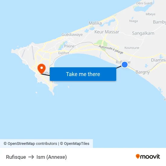 Rufisque to Ism (Annexe) map