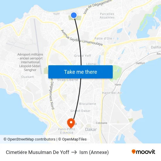 Cimetiére Musulman De Yoff to Ism (Annexe) map