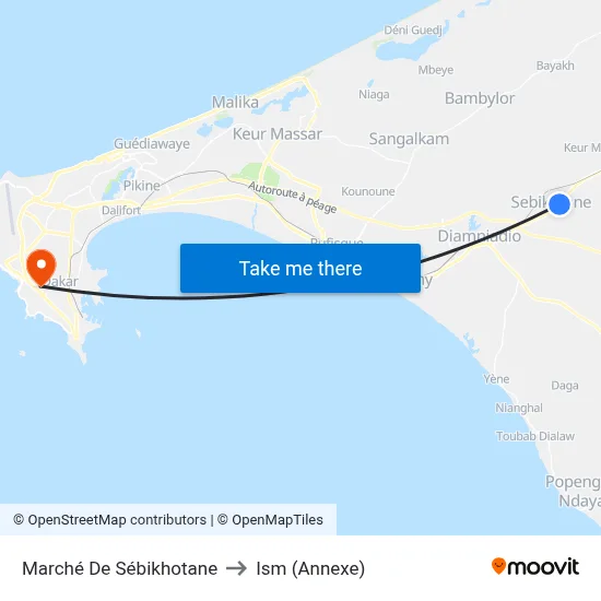 Marché De Sébikhotane to Ism (Annexe) map