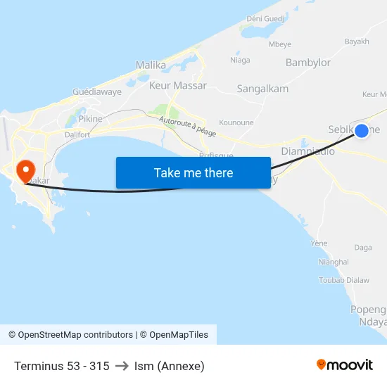 Terminus 53 - 315 to Ism (Annexe) map