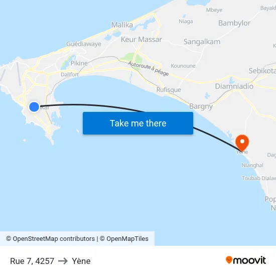 Rue 7, 4257 to Yène map