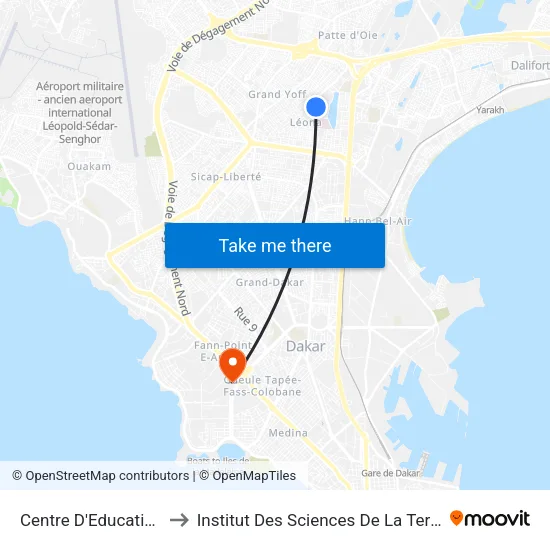 Centre D'Education to Institut Des Sciences De La Terre map