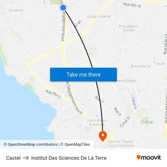 Castel to Institut Des Sciences De La Terre map