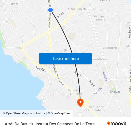 Arrêt De Bus to Institut Des Sciences De La Terre map