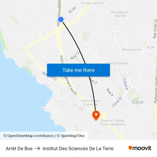 Arrêt De Bus to Institut Des Sciences De La Terre map