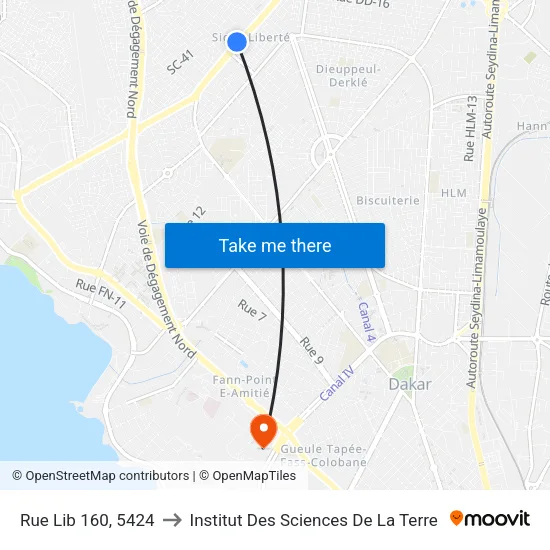 Rue Lib 160, 5424 to Institut Des Sciences De La Terre map